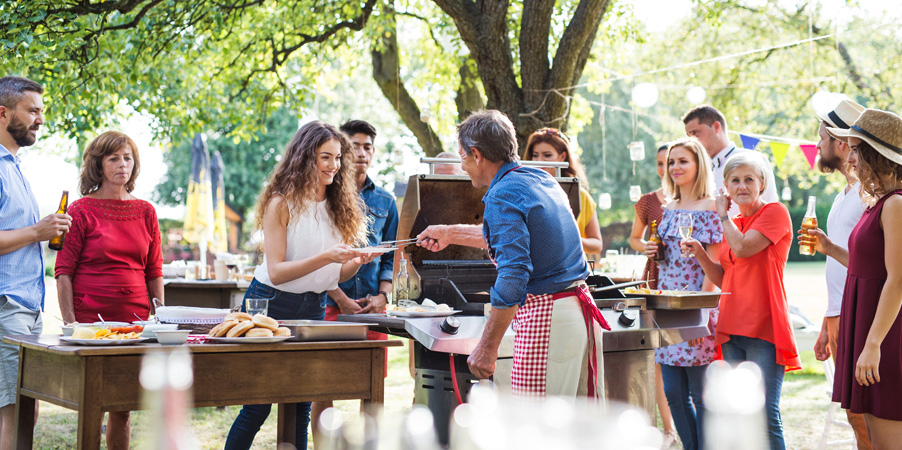 a group of people at a picnic